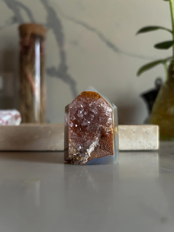 punta in calcedonio con ametista